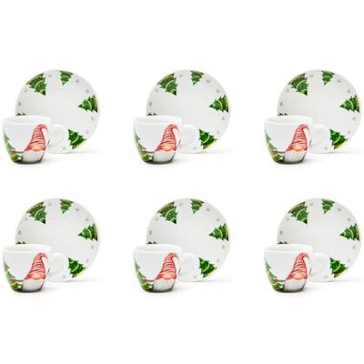 Excelsa Gnomo Friends Set van 6 koffiekopjes met schotel, porselein, inhoud 70 ml. Excelsa Gnomo Friends Set van 6 koffiekopjes met schotel, porselein, inhoud 70 ml.