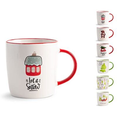 H&H Set van 6 kopjes uit New Bone China, kerstversiering, gesorteerd, cc370 H&H Set van 6 kopjes uit New Bone China, kerstversiering, gesorteerd, cc370
