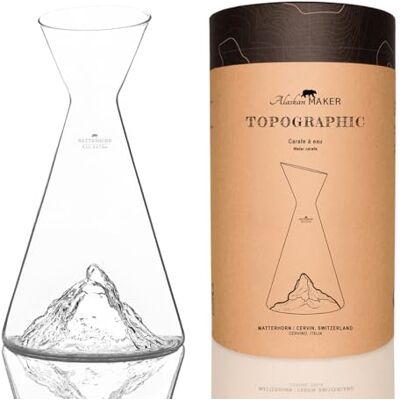 Alaskan MAKER Waterkaraf 1 liter Hoogwaardig borosilicaat ambachtelijk geblazen met bergen in reliëf TOPOGRAPHIC (Mont Matterhorn) Alaskan MAKER Waterkaraf 1 liter Hoogwaardig borosilicaat ambachtelijk geblazen met bergen in reliëf TOPOGRAPHIC (Mont Matterhorn)