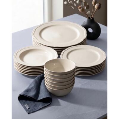 OZ HOME BAVARY Élyse-B Serviesset, 24-delig, tafelset, tafelservies voor 6 personen, soepborden, kommen en borden, servies en tafelkunst, porseleinen borden, magnetron/vaatwasser OZ HOME BAVARY Élyse-B Serviesset, 24-delig, tafelset, tafelservies voor 6 personen, soepborden, kommen en borden, servies en tafelkunst, porseleinen borden, magnetron/vaatwasser
