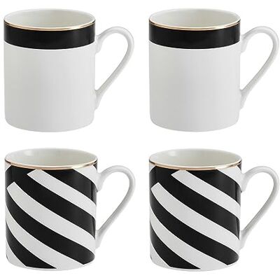 Mikasa Luxe Deco 4-delige set porseleinen mokken met geoprint voor thee en koffie, 380 ml, geschenkverpakking en vaatwasmachinebestendig Mikasa Luxe Deco 4-delige set porseleinen mokken met geoprint voor thee en koffie, 380 ml, geschenkverpakking en vaatwasmachinebestendig