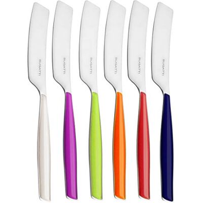 BUGATTI , Glamour, set van 6 kleine strooiers van roestvrij staal 18/10 en handgrepen, gemengde kleuren, ivoor, blauw, iris, groen, oranje, rood, met Pro-Tech System sierlijst BUGATTI , Glamour, set van 6 kleine strooiers van roestvrij staal 18/10 en handgrepen, gemengde kleuren, ivoor, blauw, iris, groen, oranje, rood, met Pro-Tech System sierlijst