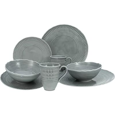 Creatable , 33067 Serie Sofia Stone 8-delig porseleinen tafelservies, vaatwasser- en magnetronbestendig, Made in Europe Creatable , 33067 Serie Sofia Stone 8-delig porseleinen tafelservies, vaatwasser- en magnetronbestendig, Made in Europe