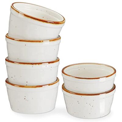 ONEMORE Cream brûlée schaaltjes, 6 stuks, 118 ml, ovenbestendig, keramische soufflé voor pudding en ijs, mini-kommen van porselein, wit ONEMORE Cream brûlée schaaltjes, 6 stuks, 118 ml, ovenbestendig, keramische soufflé voor pudding en ijs, mini-kommen van porselein, wit