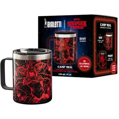 Bialetti Stranger Things thermobeker met handvat, licht in het donker, perfecte temperatuurbehoud, vaatwasmachinebestendig, inhoud 420 ml Bialetti Stranger Things thermobeker met handvat, licht in het donker, perfecte temperatuurbehoud, vaatwasmachinebestendig, inhoud 420 ml