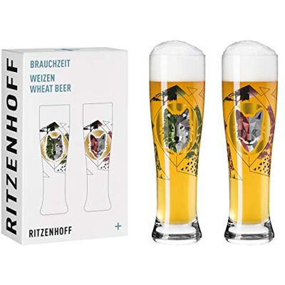 RITZENHOFF 3481002 set van 2 tarwebierglazen 500 ml Brauchzeit serie nr. 2-2 stuks met meerkleurige digitale print RITZENHOFF 3481002 set van 2 tarwebierglazen 500 ml Brauchzeit serie nr. 2-2 stuks met meerkleurige digitale print