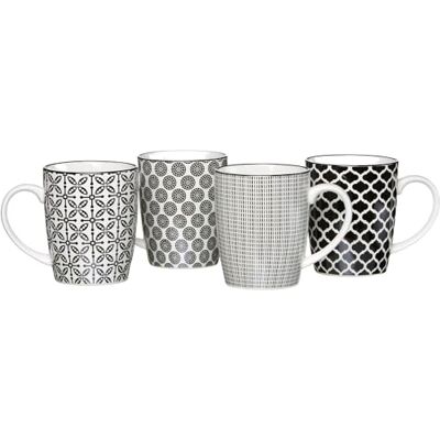 Ritzenhoff & Breker set van 4 koffiekopjes, porselein, wit en zwart, 8 x 8 x 10,50 cm Ritzenhoff & Breker set van 4 koffiekopjes, porselein, wit en zwart, 8 x 8 x 10,50 cm