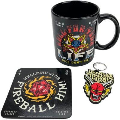 Pyramid Stranger Things cadeauset met beker, onderzetter en sleutelhanger in geschenkdoos, 325 ml, officieel product Pyramid Stranger Things cadeauset met beker, onderzetter en sleutelhanger in geschenkdoos, 325 ml, officieel product