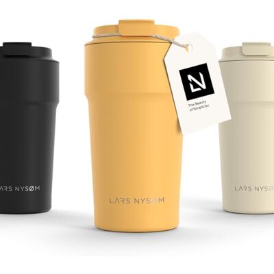 LARS NYSØM Thermo Coffee Mug-to-go 500 ml 0,5 liter reisbeker met isolatie Waterdichte roestvrijstalen thermische mok voor koffie en thee (mosterdgeel, 500 ml) LARS NYSØM Thermo Coffee Mug-to-go 500 ml 0,5 liter reisbeker met isolatie Waterdichte roestvrijstalen thermische mok voor koffie en thee (mosterdgeel, 500 ml)