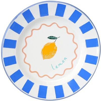 Talking Tables Handgemaakt geëmailleerd dinerbord 25 cm met citroenmotief duurzame borden voor buiten eetkamer elegant zomerservies Talking Tables Handgemaakt geëmailleerd dinerbord 25 cm met citroenmotief duurzame borden voor buiten eetkamer elegant zomerservies