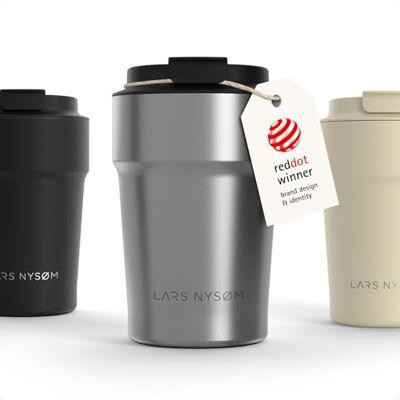 LARS NYSØM Thermo Coffee Mug-to-go 380 ml 0,38 liter reisbeker met isolatie siliconen basis Waterdichte roestvrijstalen thermische mok voor koffie of thee (roestvrij staal, poeder, 380 ml) LARS NYSØM Thermo Coffee Mug-to-go 380 ml 0,38 liter reisbeker met isolatie siliconen basis Waterdichte roestvrijstalen thermische mok voor koffie of thee (roestvrij staal, poeder, 380 ml)