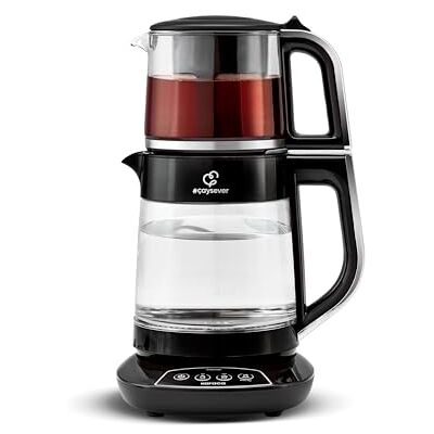 KARACA Caysever Staalmachine, chroom, 1700 W, BPA-vrij, inhoud glazen theepot 0,8 l, watertankinhoud 1,5 l, waterbereiding KARACA Caysever Staalmachine, chroom, 1700 W, BPA-vrij, inhoud glazen theepot 0,8 l, watertankinhoud 1,5 l, waterbereiding