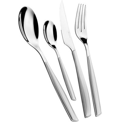 BUGATTI , Glamour, Bestekset van 24 roestvrij staal 18/10 en asgrijs handvat. Bestekset voor 6 personen, bestaande uit 6 lepels, 6 vorken, 6 messen en 6 theelepels BUGATTI , Glamour, Bestekset van 24 roestvrij staal 18/10 en asgrijs handvat. Bestekset voor 6 personen, bestaande uit 6 lepels, 6 vorken, 6 messen en 6 theelepels
