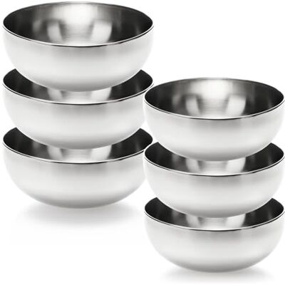 com-four ® 6 x slakommen van roestvrij staal, set 20 cm en 24 cm com-four ® 6 x slakommen van roestvrij staal, set 20 cm en 24 cm