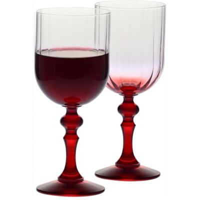 Krosno Wijnglazen, 2 stuks, 300 ml, rode voet, Bubble Collection Rode wijnglas, wit, rosé, cocktailglas, elegant glas, loodvrij kristal, vaatwasmachinebestendig, cadeau-idee Krosno Wijnglazen, 2 stuks, 300 ml, rode voet, Bubble Collection Rode wijnglas, wit, rosé, cocktailglas, elegant glas, loodvrij kristal, vaatwasmachinebestendig, cadeau-idee