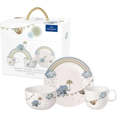 Villeroy & Boch Boho kids "Walk like an olifant" kinderserviesset 3-delig, premium porselein, roestvrij staal, vaatwasmachinebestendig, magnetronbestendig Villeroy & Boch Boho kids "Walk like an olifant" kinderserviesset 3-delig, premium porselein, roestvrij staal, vaatwasmachinebestendig, magnetronbestendig
