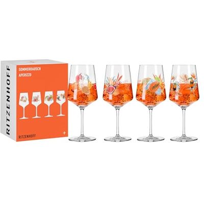 RITZENHOFF 6051004 Sommerrausch aperitiefglazen, 500 ml, serie Sommerrausch, tropische planten, Made in Germany, oranje RITZENHOFF 6051004 Sommerrausch aperitiefglazen, 500 ml, serie Sommerrausch, tropische planten, Made in Germany, oranje