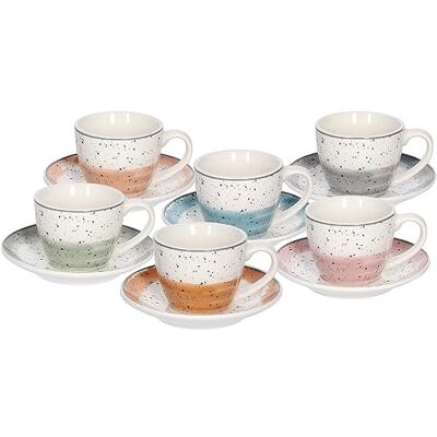 Tognana Sienna, set van 6 koffiekopjes met bord, New Bone China, meerkleurig Tognana Sienna, set van 6 koffiekopjes met bord, New Bone China, meerkleurig