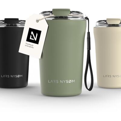 LARS NYSØM Cafe to-go Thermosbeker met riem en deksel van Tritan, 380 ml, reisbeker 0,38 liter met isolatie, waterdichte thermische beker van roestvrij staal (saliegroen, 380 ml) LARS NYSØM Cafe to-go Thermosbeker met riem en deksel van Tritan, 380 ml, reisbeker 0,38 liter met isolatie, waterdichte thermische beker van roestvrij staal (saliegroen, 380 ml)