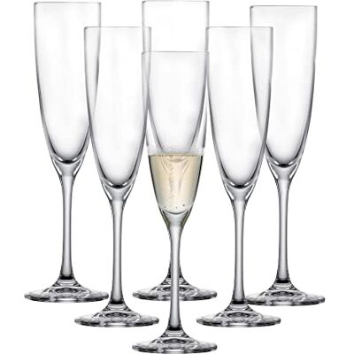 Schott Zwiesel Classico Set van 6 klassieke champagneglazen met muispunt, Tritan-kristalglazen, vaatwasmachinebestendig, gemaakt in Duitsland (artikelnummer 123657) Schott Zwiesel Classico Set van 6 klassieke champagneglazen met muispunt, Tritan-kristalglazen, vaatwasmachinebestendig, gemaakt in Duitsland (artikelnummer 123657)