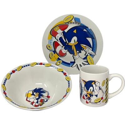 CARTOON 3-delige set keramische Sonic mok kom bord bord kinderservies servies set in verpakking CARTOON 3-delige set keramische Sonic mok kom bord bord kinderservies servies set in verpakking