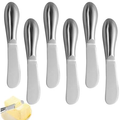 FuYelng Set van 6 kleine botermessen van roestvrij staal, 13,5 x 2,5 x 2 cm, kleine dipmessen, dessertmes, klein multifunctioneel ontbijtmes, voor room FuYelng Set van 6 kleine botermessen van roestvrij staal, 13,5 x 2,5 x 2 cm, kleine dipmessen, dessertmes, klein multifunctioneel ontbijtmes, voor room