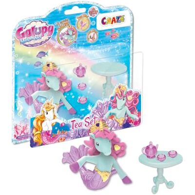 GALUPY Zeemeermin-theeset – mini-speelset met 1 eenhoornfiguur met zeemeerminstaart, 1 tafel, kopjes en theepot GALUPY Zeemeermin-theeset – mini-speelset met 1 eenhoornfiguur met zeemeerminstaart, 1 tafel, kopjes en theepot