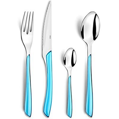 Amefa Eclat Bestekset, 24-Delig, Voor 6 Personen, Zwart,245 x 140 x 75 cm,turquoise/zilver Amefa Eclat Bestekset, 24-Delig, Voor 6 Personen, Zwart,245 x 140 x 75 cm,turquoise/zilver