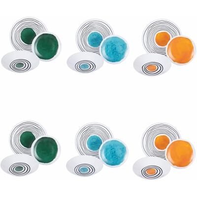 Tivoli 18-delige serviesset van opaalglas, 6-zits tafelservies in 3 verschillende decors, Venice Lido Tivoli 18-delige serviesset van opaalglas, 6-zits tafelservies in 3 verschillende decors, Venice Lido