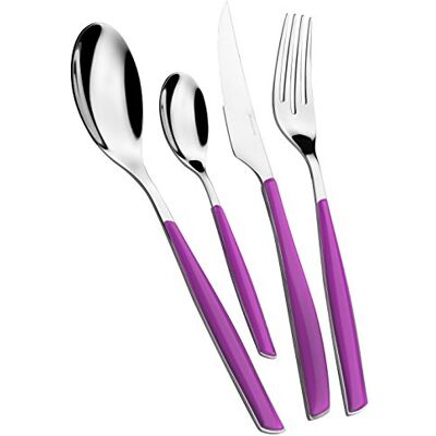 BUGATTI , Glamour, 24-delige bestekset van roestvrij staal 18/10 met IRIS-gekleurd handvat, bestekset voor 6 personen, bestaande uit 6 lepels, 6 vorken, 6 messen en 6 theelepels BUGATTI , Glamour, 24-delige bestekset van roestvrij staal 18/10 met IRIS-gekleurd handvat, bestekset voor 6 personen, bestaande uit 6 lepels, 6 vorken, 6 messen en 6 theelepels