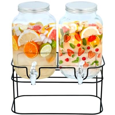 Cuisine Elegance Dubbele drankdispenser – 2 x 4 liter – met standaard – 33 x 17 x 32 cm Cuisine Elegance Dubbele drankdispenser – 2 x 4 liter – met standaard – 33 x 17 x 32 cm