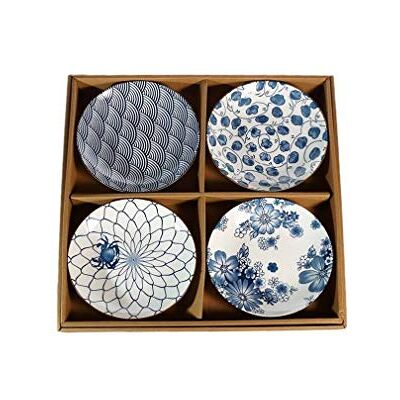 lachineuse Set van 4 Japanse borden Diepe borden ø 17,5 cm in Aziatische stijl Blauw & Wit Traditioneel Japans Zen servies Japans cadeau-idee Ontwerp golven bloemen lachineuse Set van 4 Japanse borden Diepe borden ø 17,5 cm in Aziatische stijl Blauw & Wit Traditioneel Japans Zen servies Japans cadeau-idee Ontwerp golven bloemen