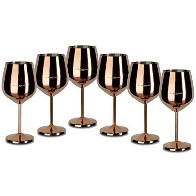 ECHTWERK Onbreekbare wijnglazen/wijnbekers van roestvrij staal, koperen uitvoering, 6 stuks, 21 x 7,3 cm, 0,5 L, EW-WG-1786K ECHTWERK Onbreekbare wijnglazen/wijnbekers van roestvrij staal, koperen uitvoering, 6 stuks, 21 x 7,3 cm, 0,5 L, EW-WG-1786K