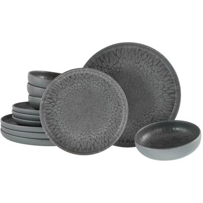 Creatable , Uno Volcano Series 21621 12-delig tafelservies van aardewerk, vaatwasser- en magnetronbestendig, gemaakt in Portugal Creatable , Uno Volcano Series 21621 12-delig tafelservies van aardewerk, vaatwasser- en magnetronbestendig, gemaakt in Portugal