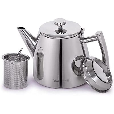 VeoHome Theepot van roestvrij staal met infuser 500 ml, houdt de warmte vast dankzij dubbelwandig VeoHome Theepot van roestvrij staal met infuser 500 ml, houdt de warmte vast dankzij dubbelwandig