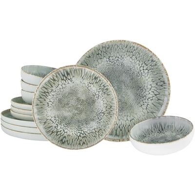 Creatable , 21622 Serie Uno Volcano set van 12 borden van aardewerk, vaatwasser- en magnetronbestendig, gemaakt in Portugal Creatable , 21622 Serie Uno Volcano set van 12 borden van aardewerk, vaatwasser- en magnetronbestendig, gemaakt in Portugal