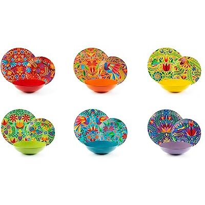 Excelsa Mexican Flowers Servies 18-delig, porselein en Stoneware, kleurrijke decoratie, 6 personen Excelsa Mexican Flowers Servies 18-delig, porselein en Stoneware, kleurrijke decoratie, 6 personen