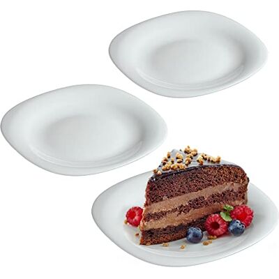 KADAX Set van 3 witte dessertborden moderne versterkte glazen borden KADAX Set van 3 witte dessertborden moderne versterkte glazen borden