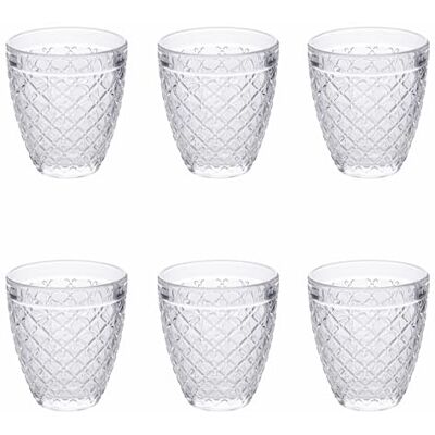 Tivoli Set van 6 waterglazen 330 ml van glas, oppervlak met reliëf, New Castle Tivoli Set van 6 waterglazen 330 ml van glas, oppervlak met reliëf, New Castle