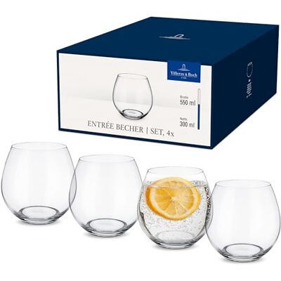 Villeroy & Boch Voorgerecht set van 4 waterglazen, 570 ml, kristalhelder, transparant Villeroy & Boch Voorgerecht set van 4 waterglazen, 570 ml, kristalhelder, transparant
