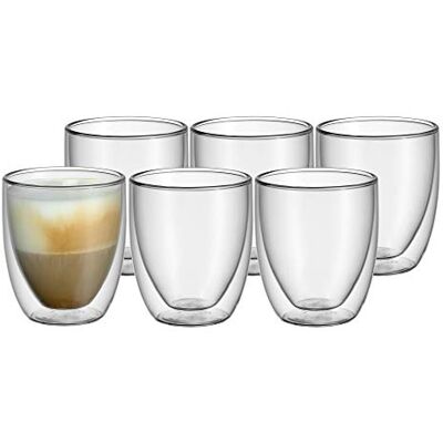WMF Kult 6 x 250 ml cappuccino koffiekopjes dubbelwandig thermisch zweefeffect hittebestendig brorosilicaatglas WMF Kult 6 x 250 ml cappuccino koffiekopjes dubbelwandig thermisch zweefeffect hittebestendig brorosilicaatglas