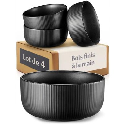 Cosumy Keramische kommen set van 4-700 ml ontbijtkom muesli soep 700 ml, grote opening voor soep, salade en dessert, elegant gestreept design, vaatwasser en magnetron Cosumy Keramische kommen set van 4-700 ml ontbijtkom muesli soep 700 ml, grote opening voor soep, salade en dessert, elegant gestreept design, vaatwasser en magnetron