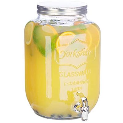 Relaxdays drankdispenser 8 liter, tapkraan, van glas, waterdispener voor tuinfeestjes, vintage limonadetap, transparant Relaxdays drankdispenser 8 liter, tapkraan, van glas, waterdispener voor tuinfeestjes, vintage limonadetap, transparant