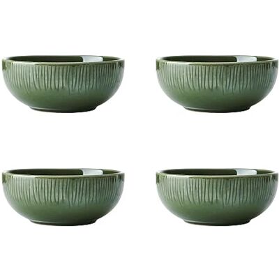 Mikasa Jardin Set van 4 mueslikommen van aardewerk voor 4 personen, groen, 15 cm, geschenkdoos, vaatwasmachinebestendig Mikasa Jardin Set van 4 mueslikommen van aardewerk voor 4 personen, groen, 15 cm, geschenkdoos, vaatwasmachinebestendig