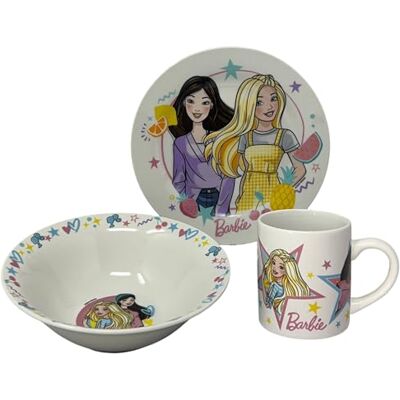 CARTOON 3-delige set keramische Barbie mok kom bord kinderservies servies servies in verpakking CARTOON 3-delige set keramische Barbie mok kom bord kinderservies servies servies in verpakking