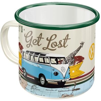 ART VW Bulli Let's Get Lost Retro emaille Mok, 360 ml, cadeau-idee voor Volkswagen bus, officieel gelicentieerd product (OLP), campingbeker, vintage design ART VW Bulli Let's Get Lost Retro emaille Mok, 360 ml, cadeau-idee voor Volkswagen bus, officieel gelicentieerd product (OLP), campingbeker, vintage design