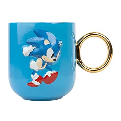 Grupo Erik Sonic mok 350 ml officieel gelicentieerde keramische mok koffie- en theemok, cadeau-idee voor geek, verjaardag of Kerstmis Grupo Erik Sonic mok 350 ml officieel gelicentieerde keramische mok koffie- en theemok, cadeau-idee voor geek, verjaardag of Kerstmis