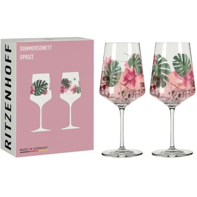 RITZENHOFF Zomersonet 6011001 Aperitiefglazenset #1 van Ramona rozenkrans, van kristalglas, 544 ml, vaatwasmachinebestendig, in geschenkverpakking, roze, groen, 2 stuks (1 stuk) Réf. 6011001, Série Sommersonett, 2 verres à apéritif 500 ml, en cristal, l RITZENHOFF Zomersonet 6011001 Aperitiefglazenset #1 van Ramona rozenkrans, van kristalglas, 544 ml, vaatwasmachinebestendig, in geschenkverpakking, roze, groen, 2 stuks (1 stuk) Réf. 6011001, Série Sommersonett, 2 verres à apéritif 500 ml, en cristal, l