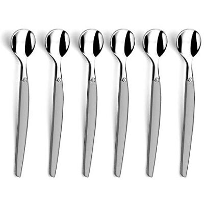 Lou Laguiole Set van 6 espresso- en mokkalepels Jet roestvrij staal 18/0, gezandstraalde afwerking lengte 114 mm Lou Laguiole Set van 6 espresso- en mokkalepels Jet roestvrij staal 18/0, gezandstraalde afwerking lengte 114 mm