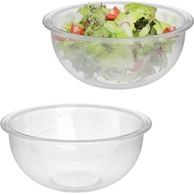 Relaxdays Set van 2 slakommen, glas, 2,4 l, mengkom, serveerschaal, ronde glazen kommen, 10 x 23,5 cm, transparant Relaxdays Set van 2 slakommen, glas, 2,4 l, mengkom, serveerschaal, ronde glazen kommen, 10 x 23,5 cm, transparant